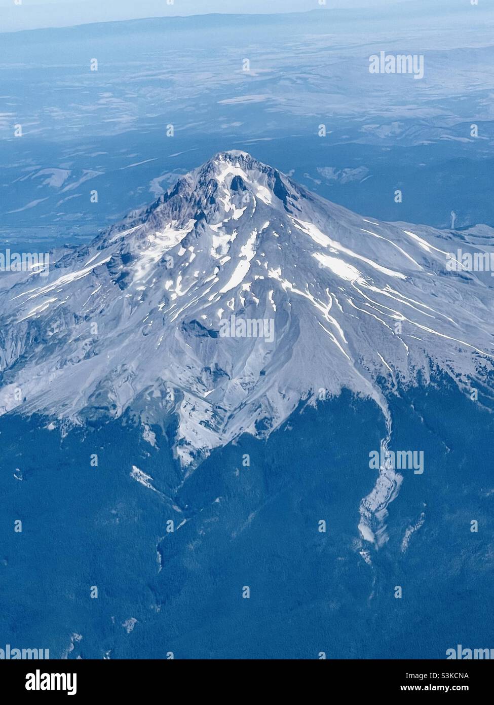 Global warming : Mt.Hood Oregon almost devoid of snow Stock Photo