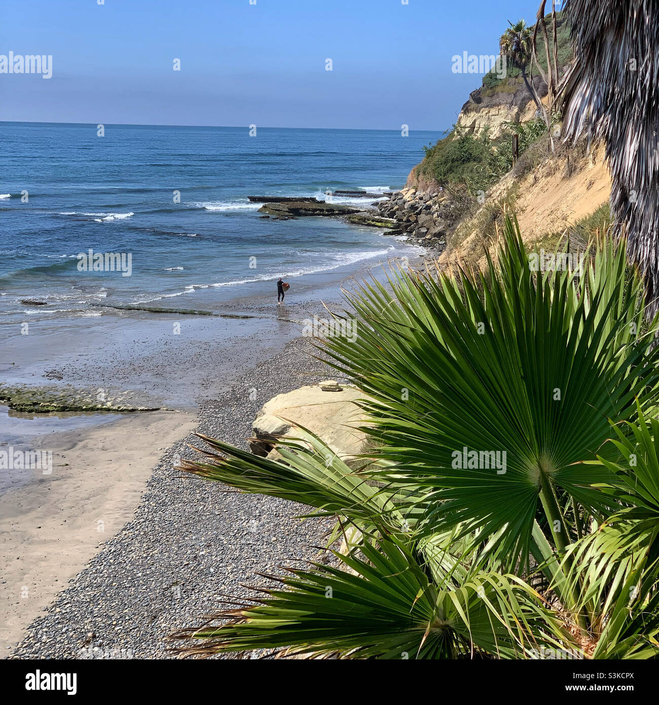 September, 2021, Swami’s Beach, Encinitas, San Diego County, California, United States, North America - Smartphone Captured Stock Image