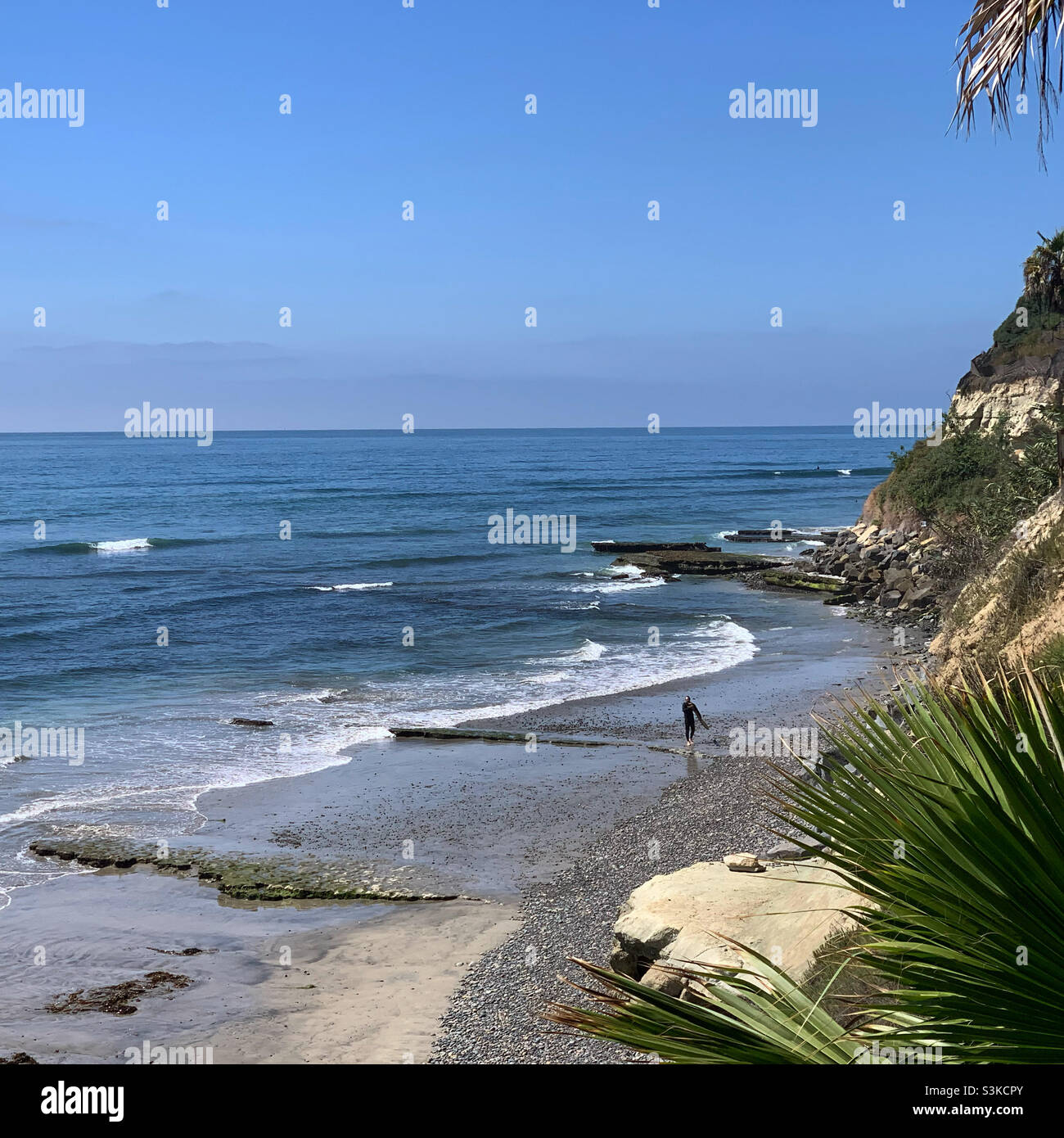 September, 2021, Swami’s Beach, Encinitas, San Diego County, California, United States, North America - Smartphone Captured Stock Image