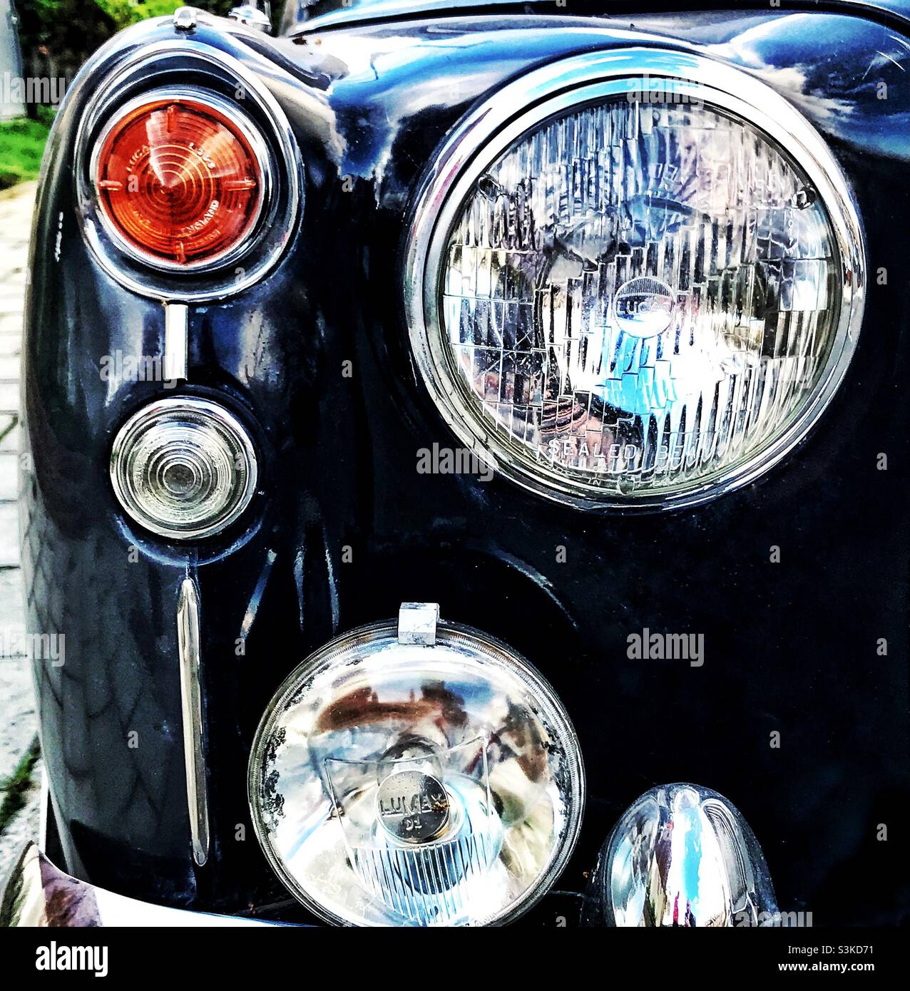 Detail of the lights on a classic British 1960’s Rover 100 saloon car. Stock Photo