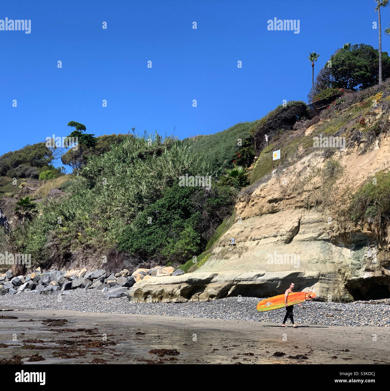 September, 2021, Swami’s Beach, Encinitas, San Diego County, California, United States, North America - Smartphone Captured Stock Image