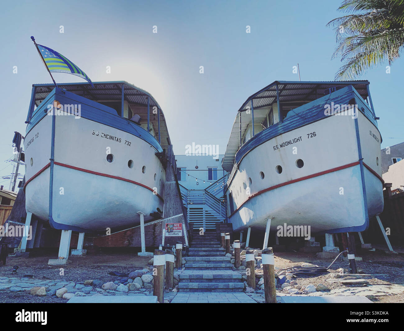 Encinitas Boat Houses, Encinitas, San Diego County, California, United States, North America - Smartphone Captured Stock Image