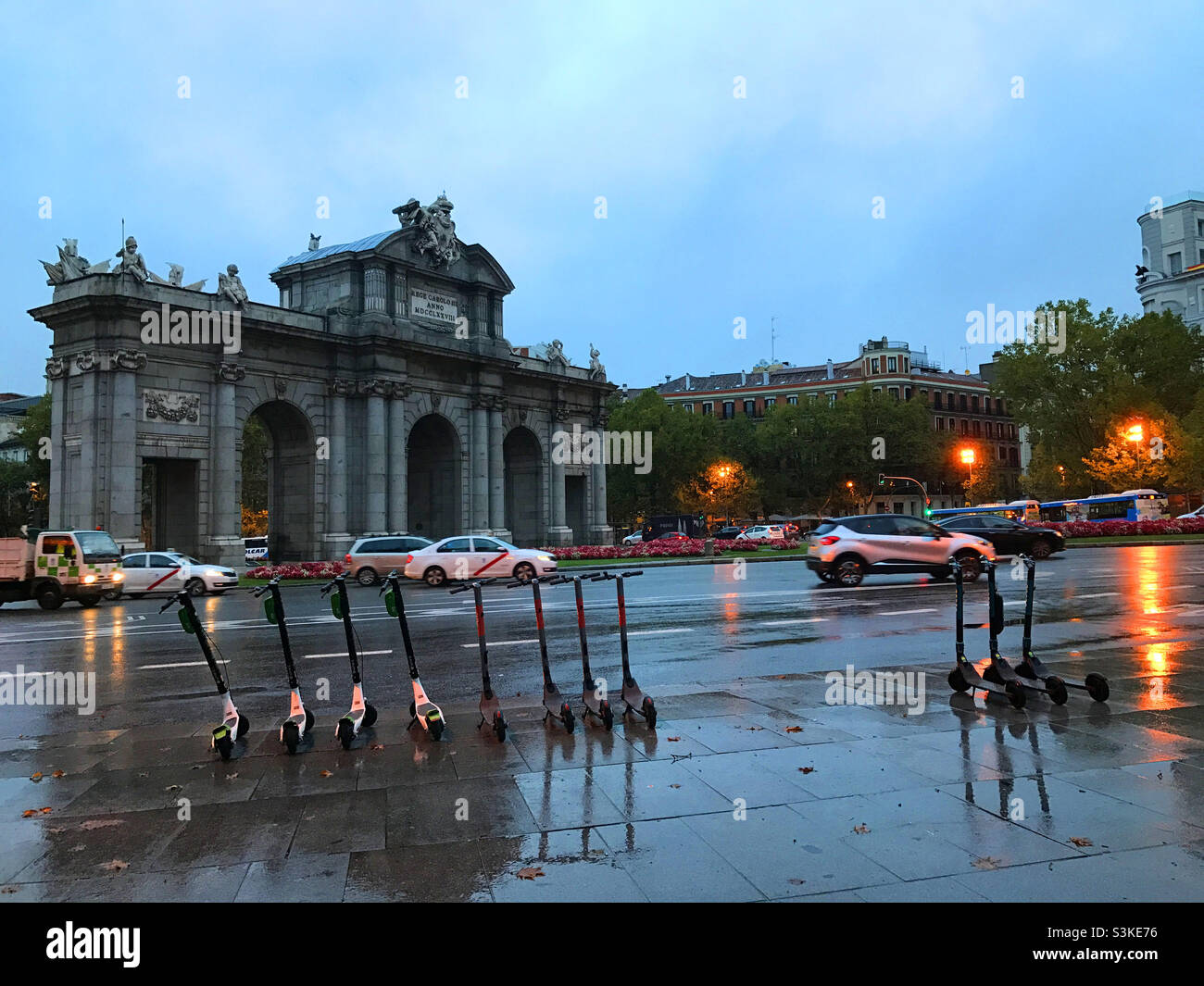Alcala Gate, night view. Madrid, Spain - Smartphone Captured Stock Image