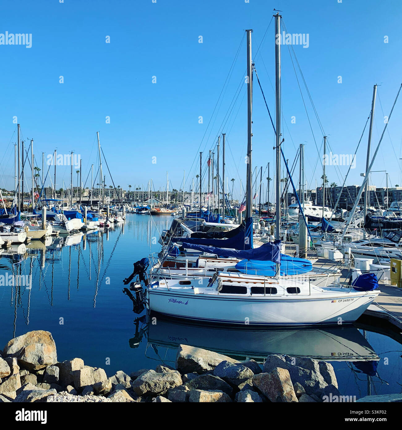 September, 2021, Oceanside Harbor, Oceanside, San Diego County, California, United States, North America - Smartphone Captured Stock Image