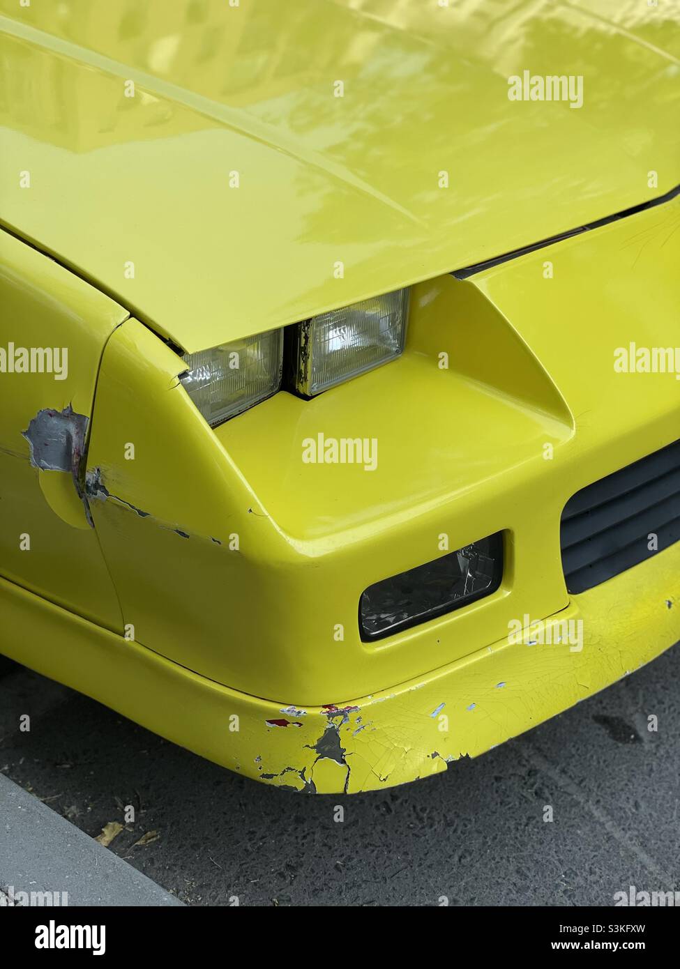 Yellow car broke Stock Photo