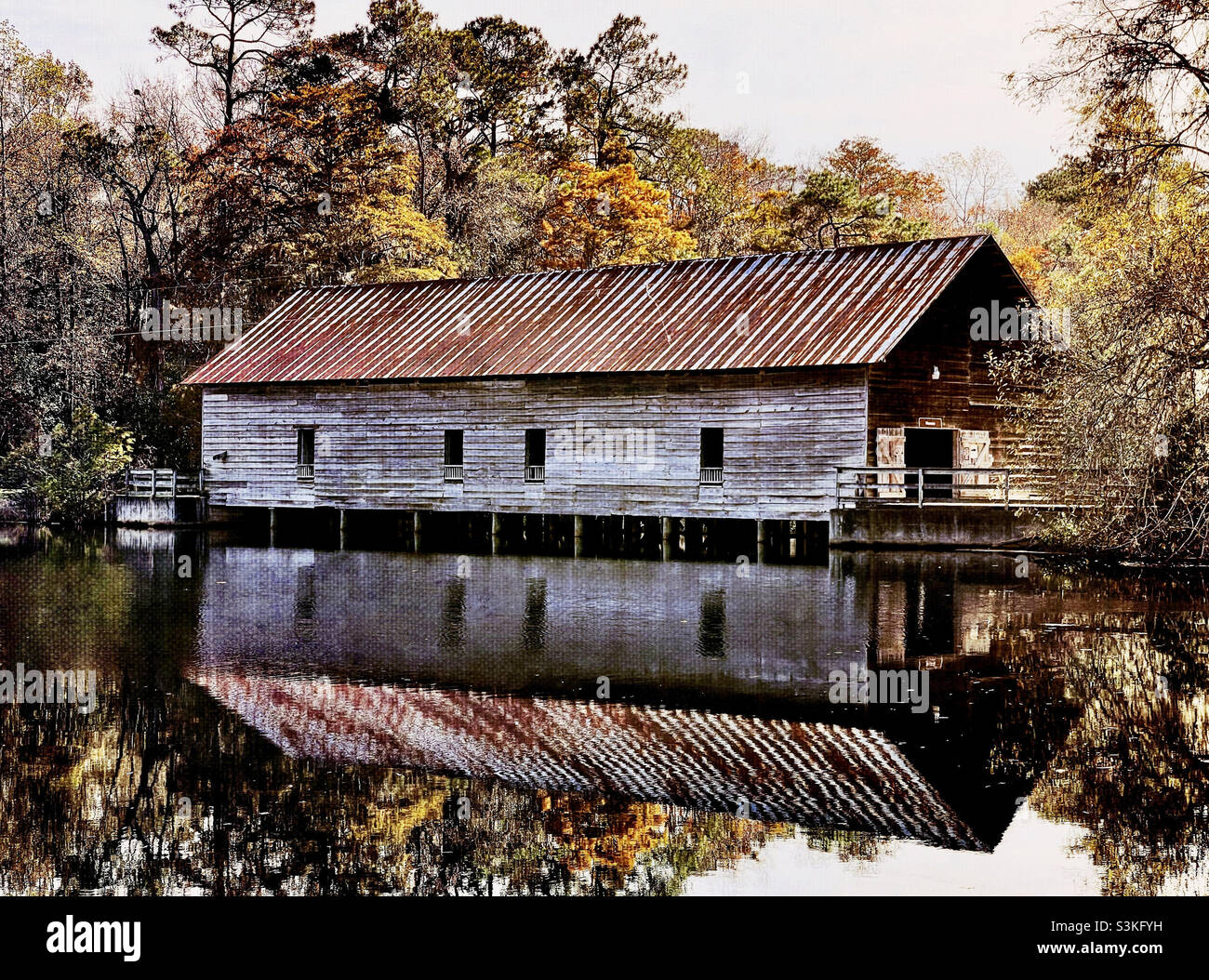 Old Parrish Mill converted to a covered bridge. At L Smith State