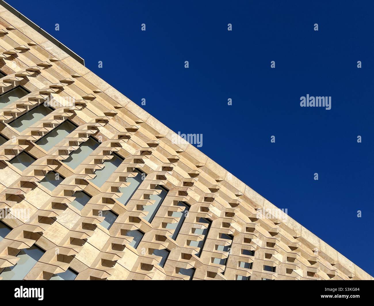 Deep blue November sky over the Parliament Building in Valletta, Malta - Smartphone Captured Stock Image