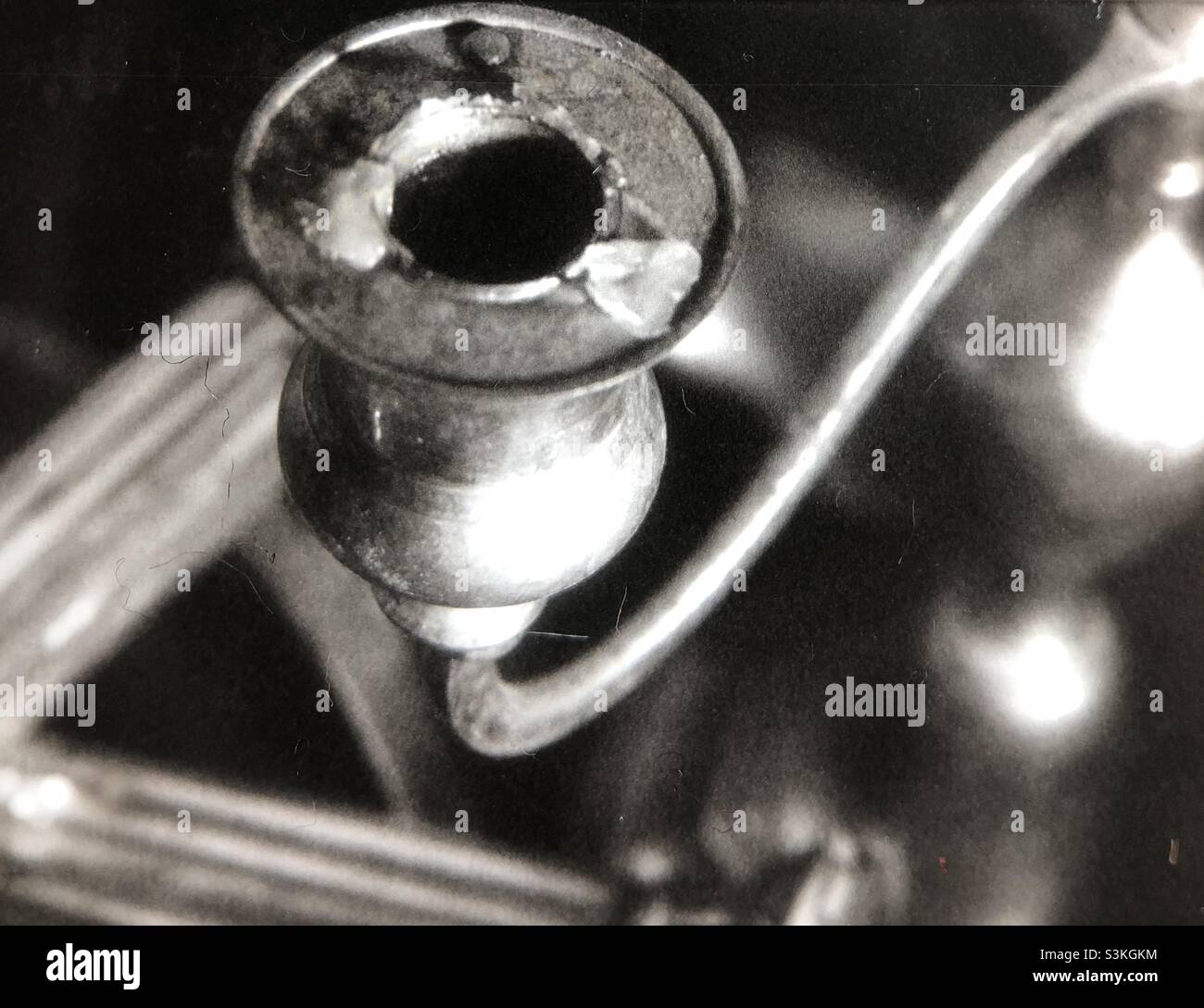 Antique silver candlestick in home - Smartphone Captured Stock Image