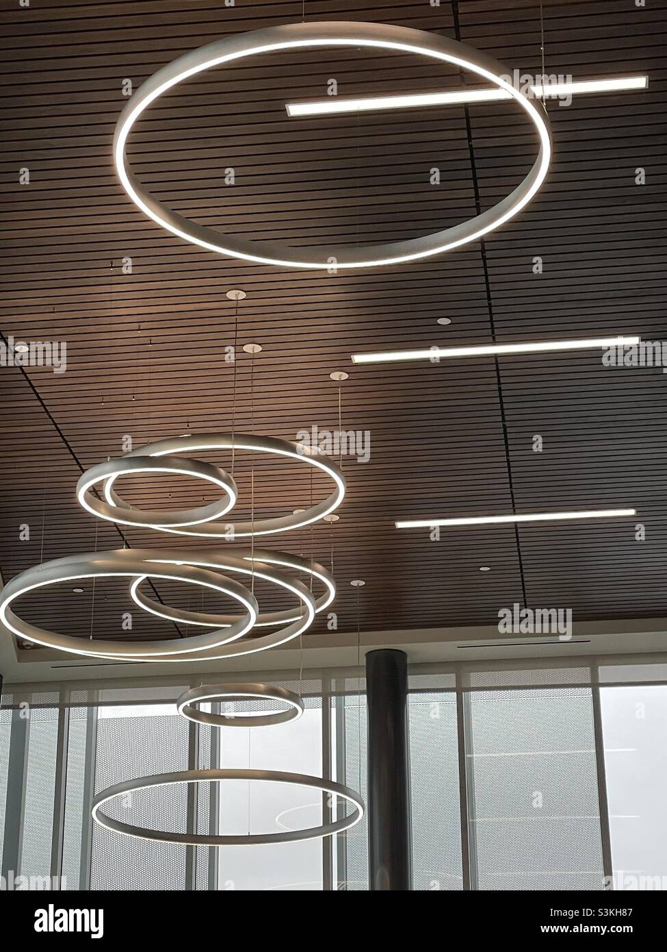Modern interior of a new 4 story medical facility in West Valley City, Utah, USA. - Smartphone Captured Stock Image