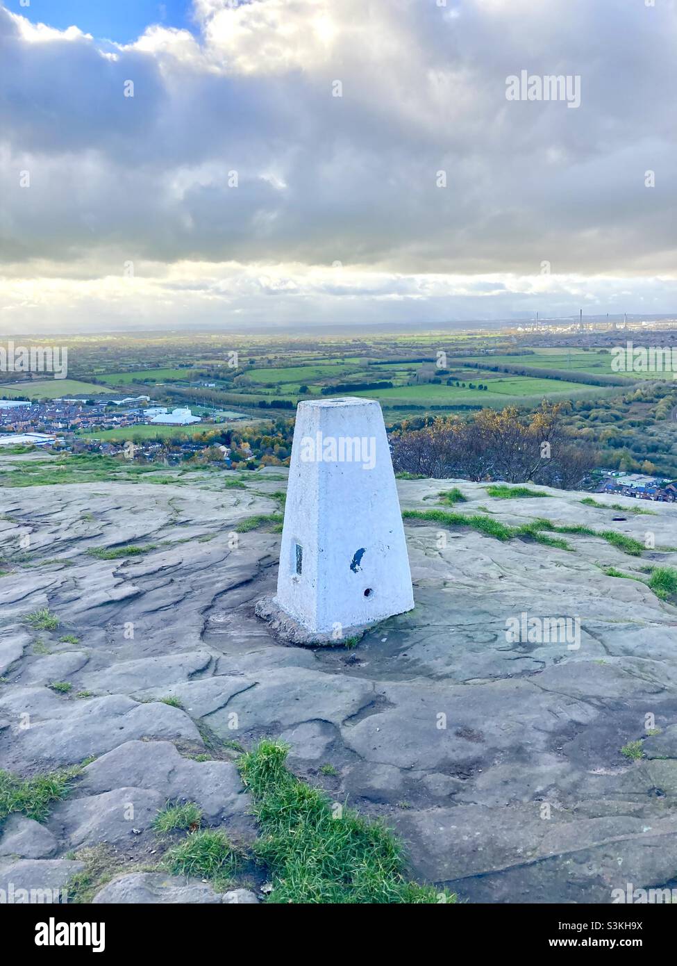 Helsby Hill trig point - Smartphone Captured Stock Image