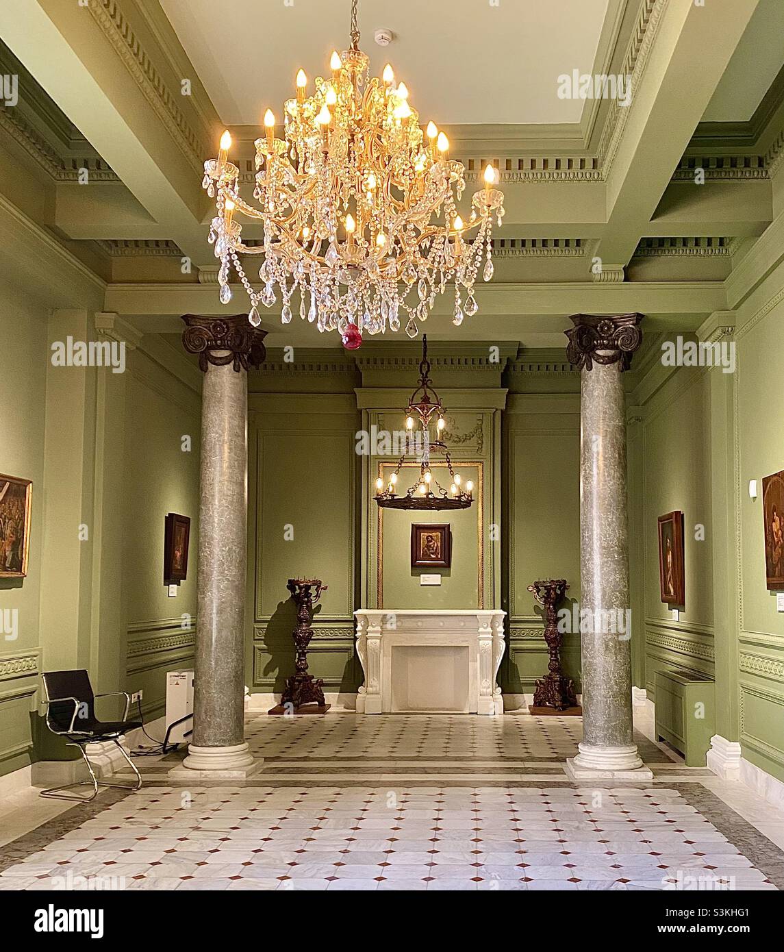 The former mansion in Athens, Greece, from 1882-1921, of Ernst Ziller, celebrated architect of Athens, and later of Loverdos, the banker. Restored and re-opened, it is decorative and beautiful inside. Stock Photo