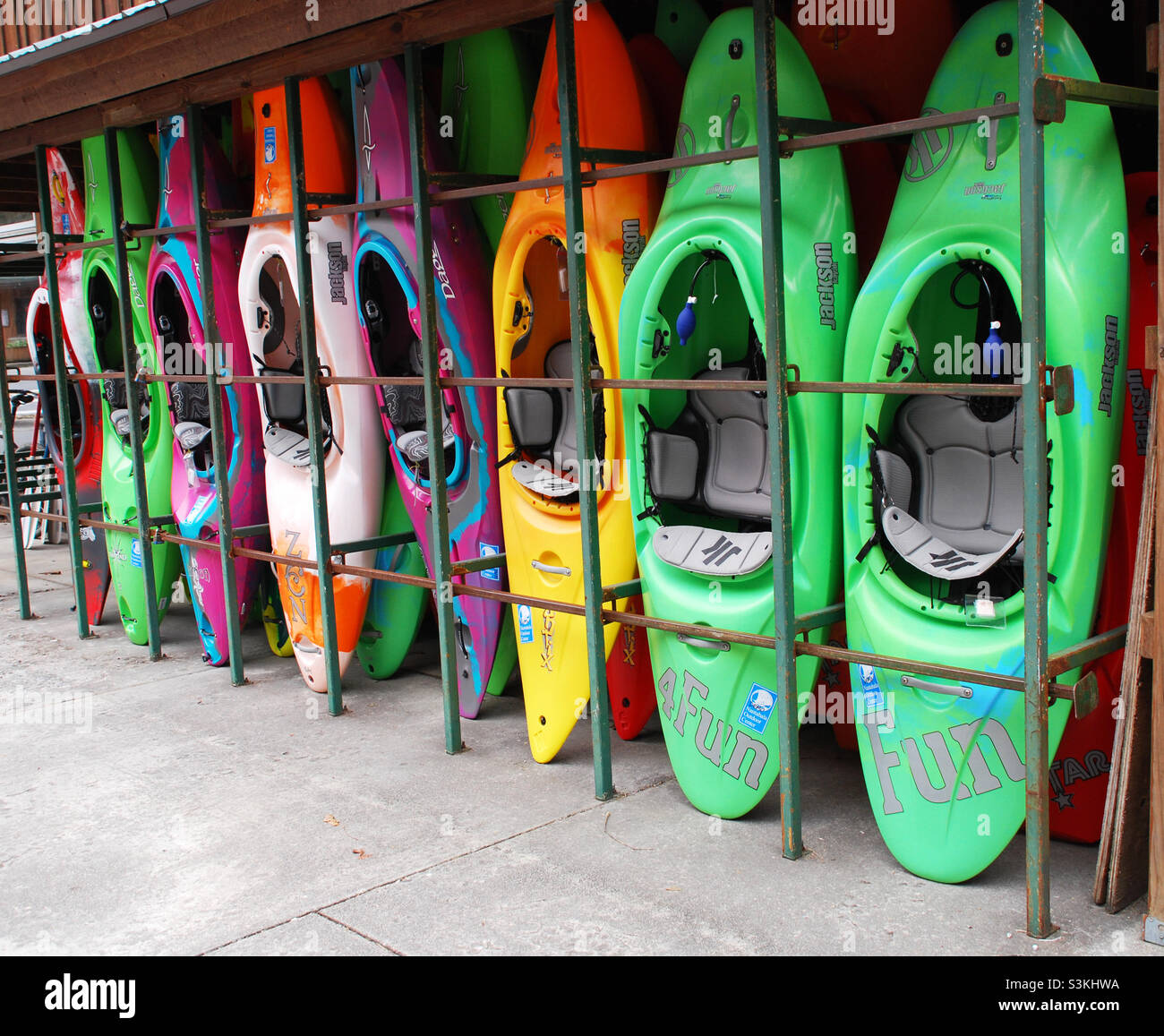 Kayaks lined up - Smartphone Captured Stock Image
