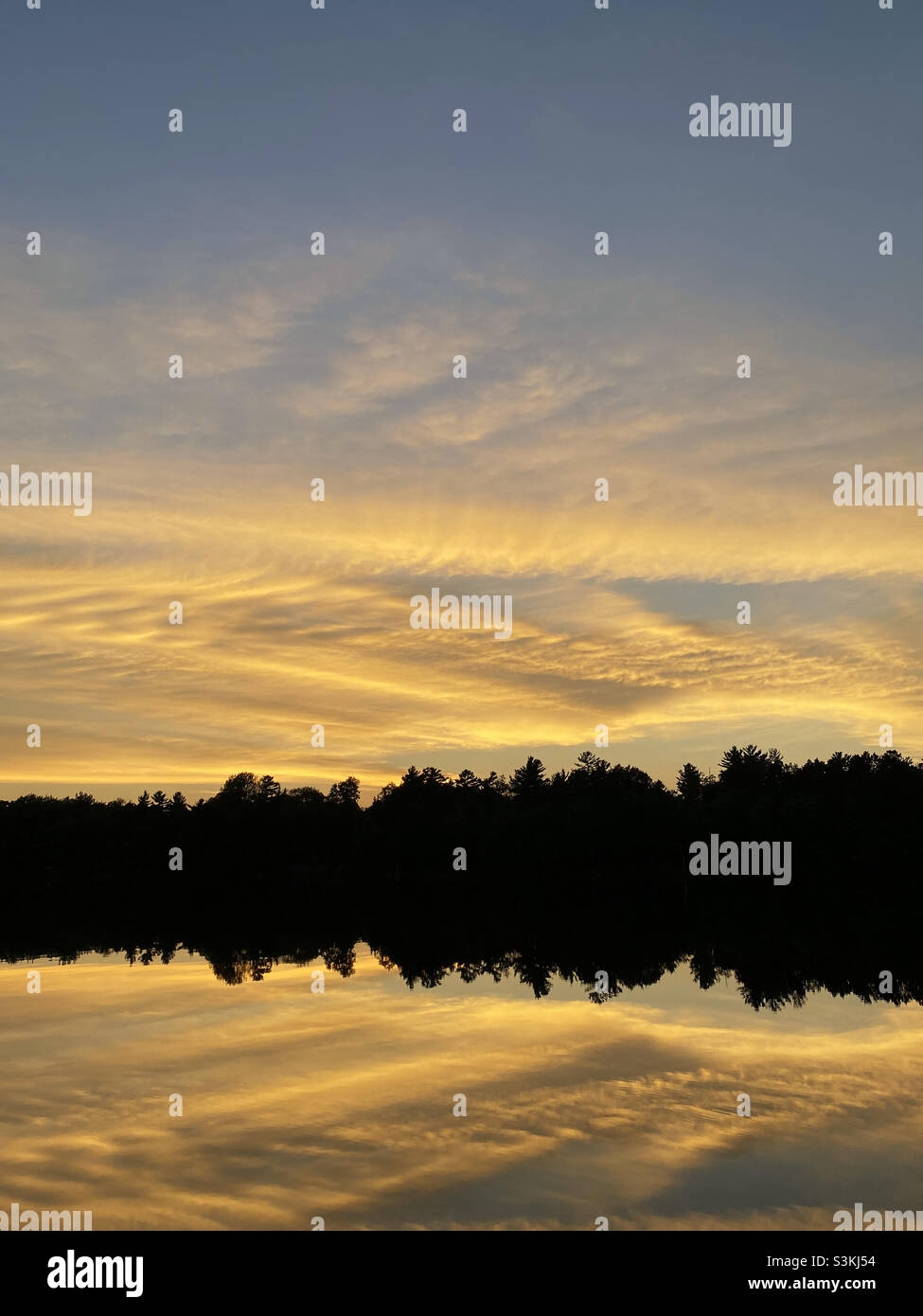 Sunset over lake in northern Wisconsin. - Smartphone Captured Stock Image