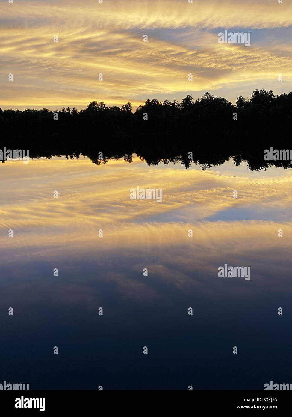 Sunset over lake in northern Wisconsin - Smartphone Captured Stock Image