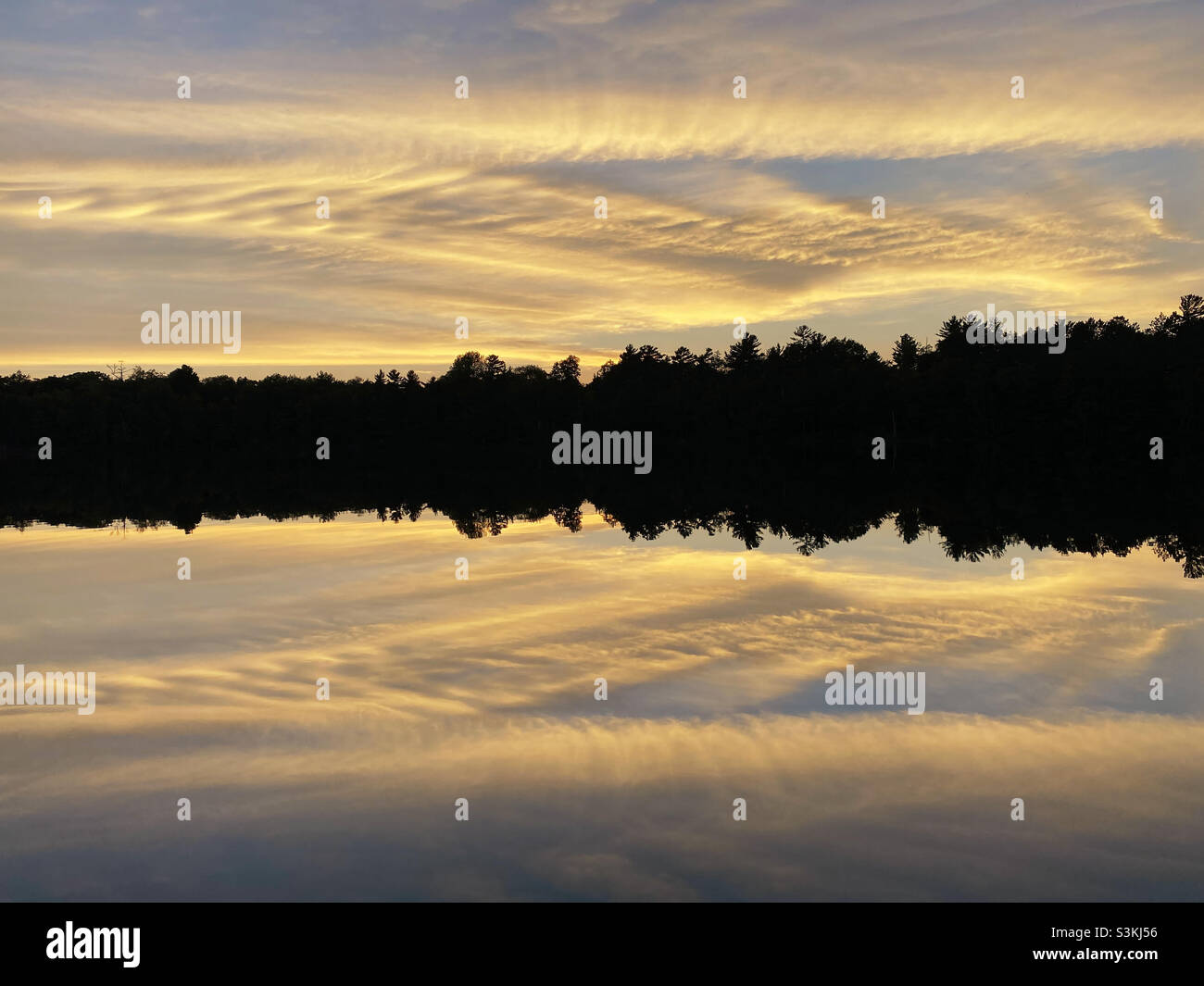 Sunset over lake in northern Wisconsin - Smartphone Captured Stock Image
