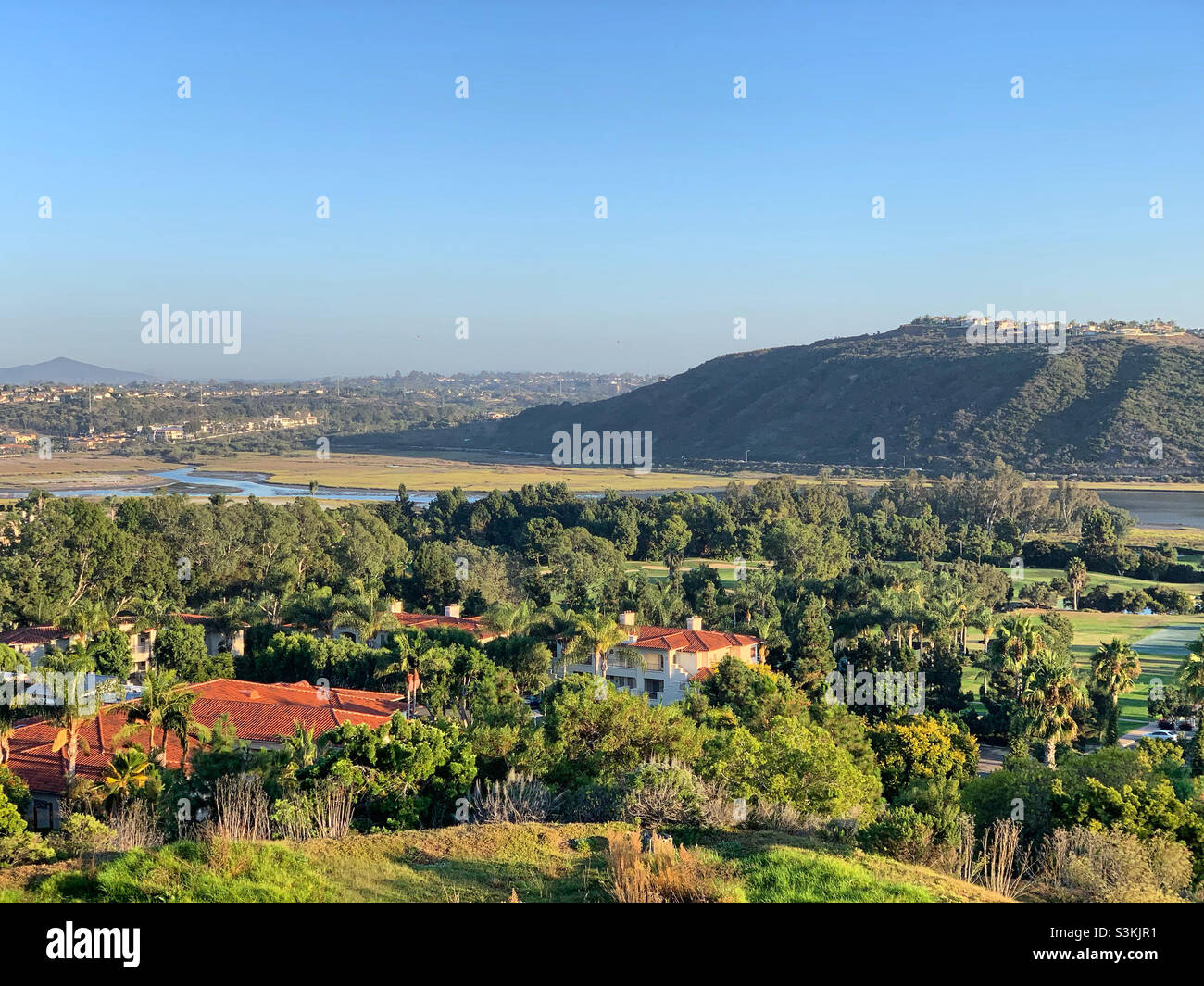 September, 2021, View from the grounds of the Park Hyatt Aviara, Carlsbad, San Diego County, California, United States, North America - Smartphone Captured Stock Image
