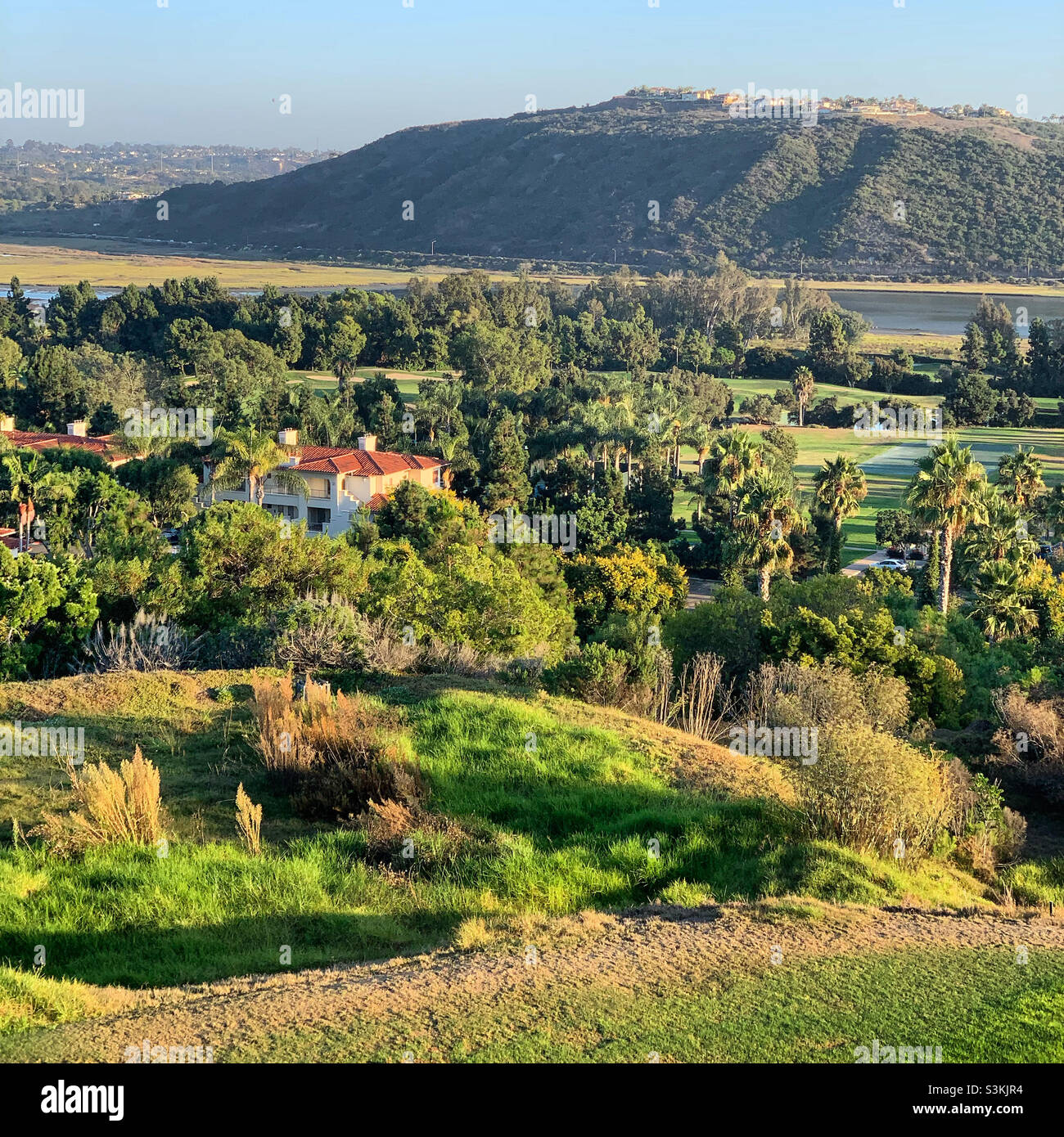 September, 2021, View from the grounds of the Park Hyatt Aviara, Carlsbad, San Diego County, California, United States, North America - Smartphone Captured Stock Image