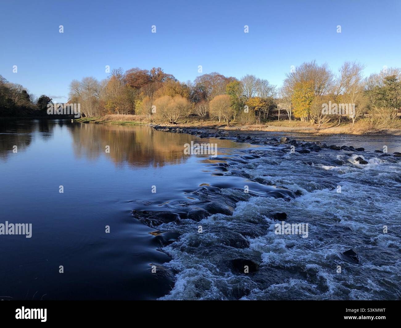 River Tweed, Melrose, Scotland in Autumn Stock Photo
