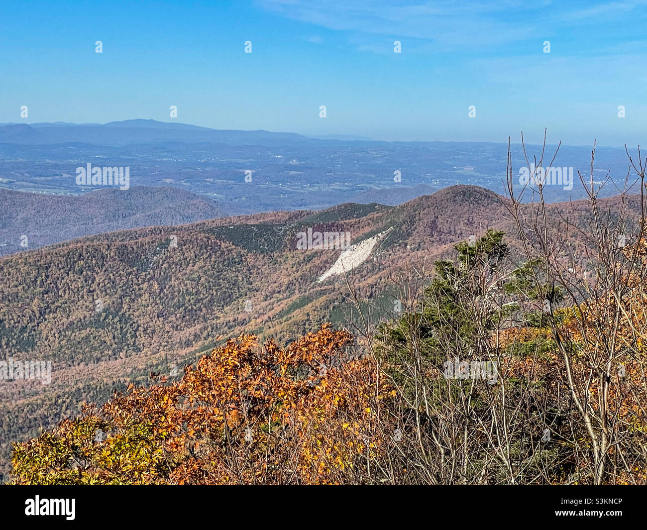 View of Devil’s Marble Yard from Thunder Ridge Overlook off the Blue Ridge Parkway. Stock Photo