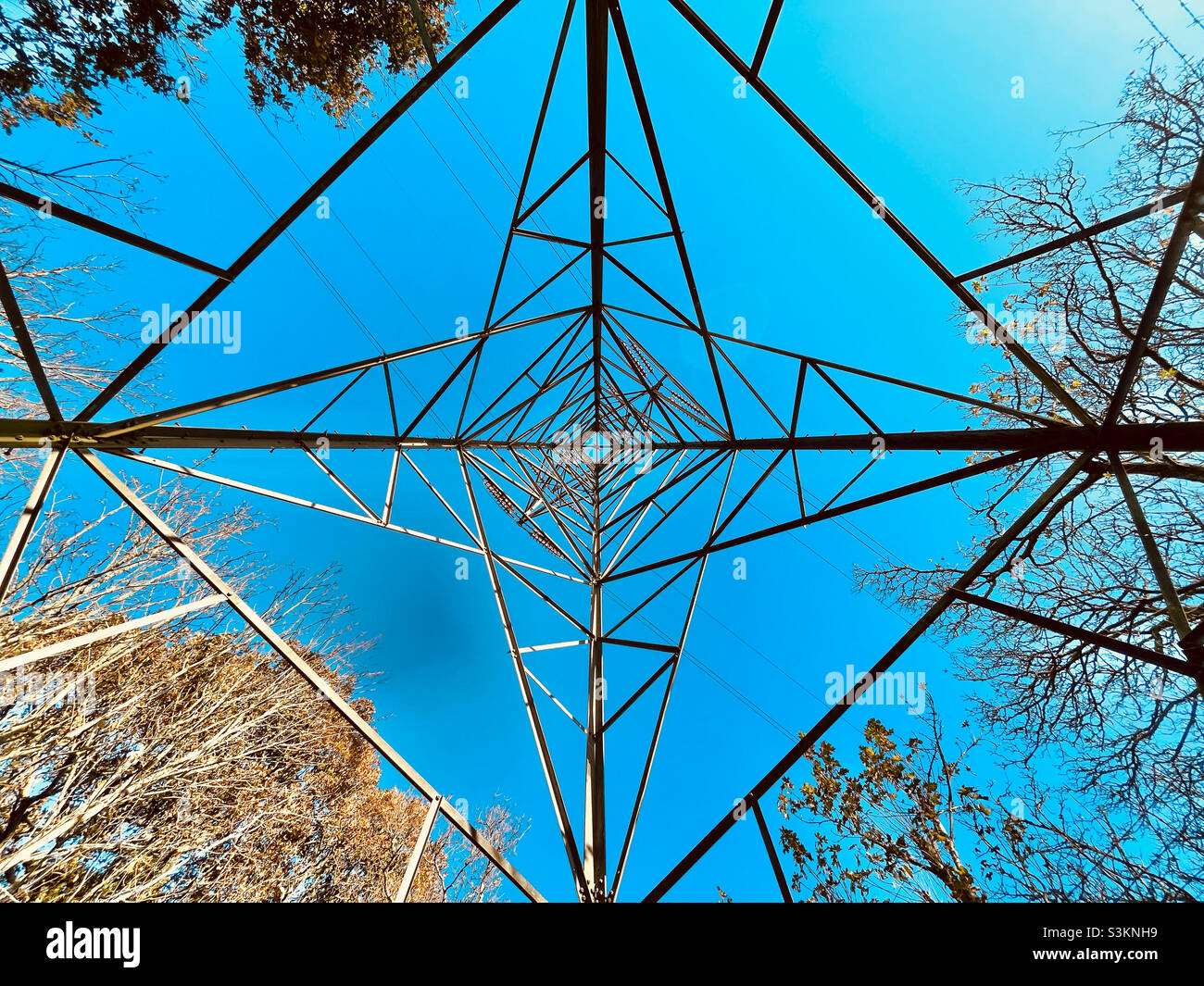 Electricity pylon from directly underneath - Smartphone Captured Stock Image