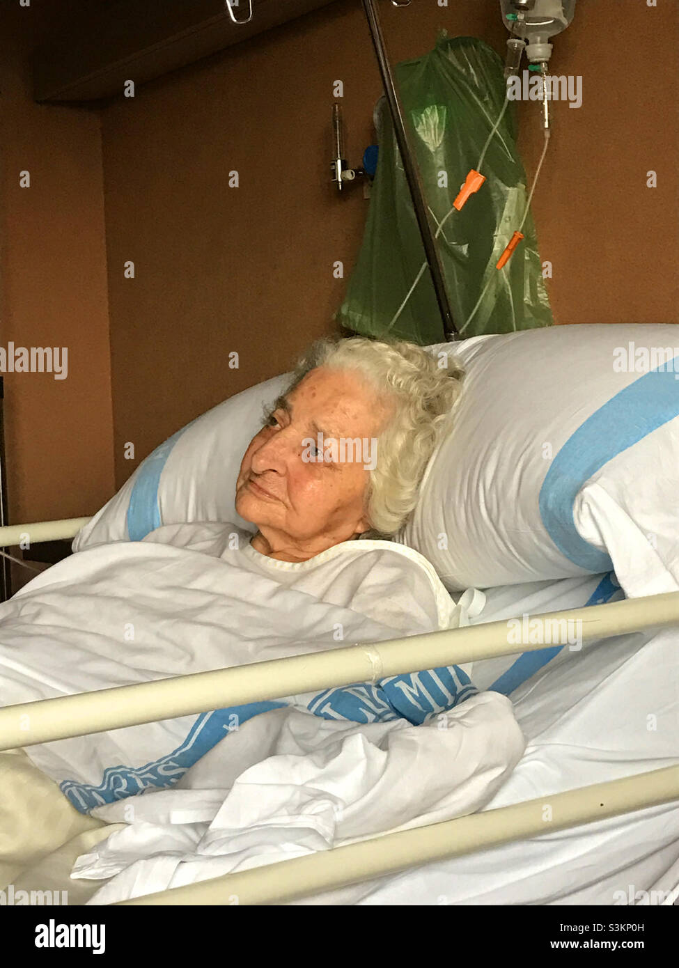 Elderly woman at hospital - Smartphone Captured Stock Image