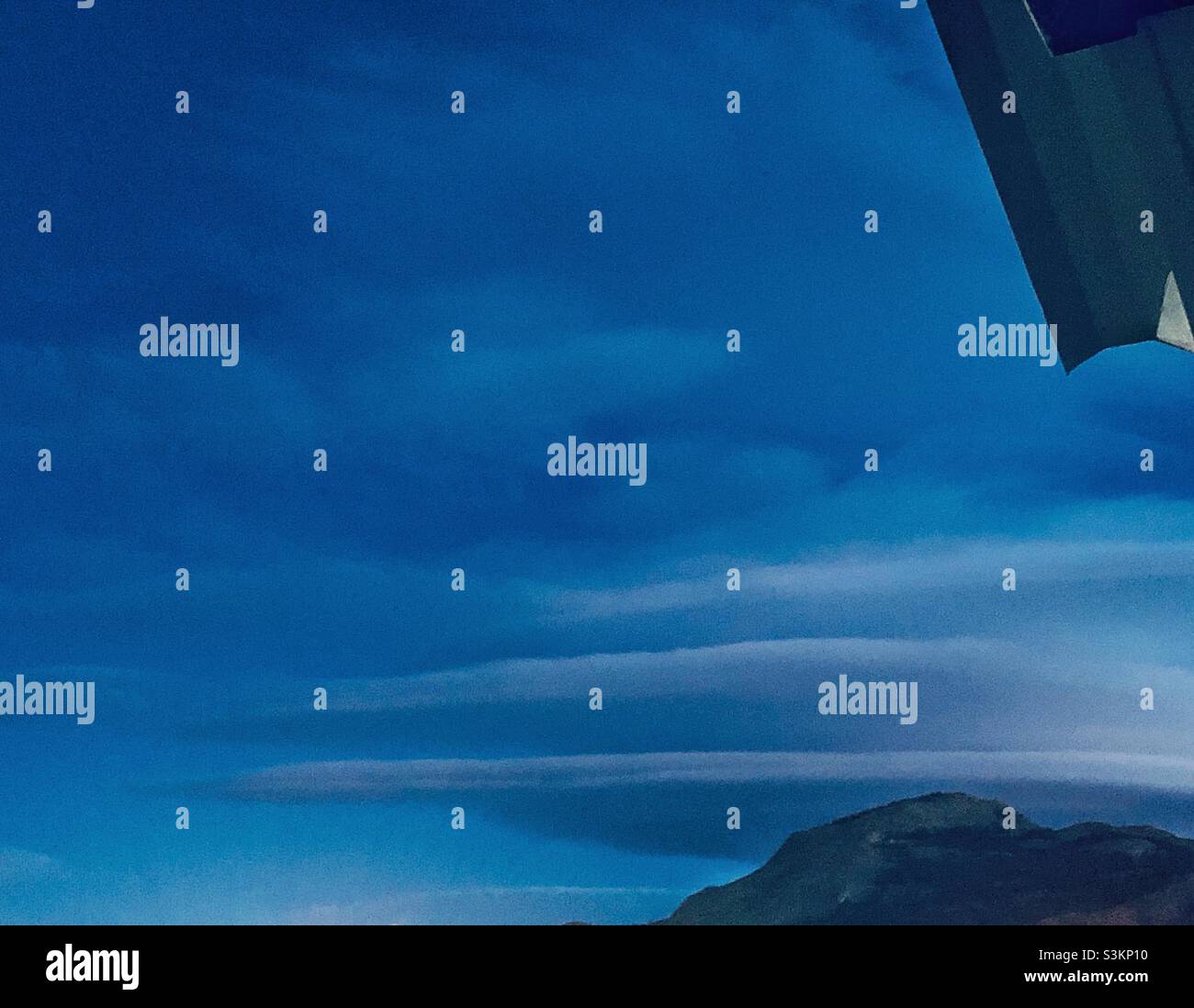 A blue evening sky in Patagonia, Argentina. Stock Photo