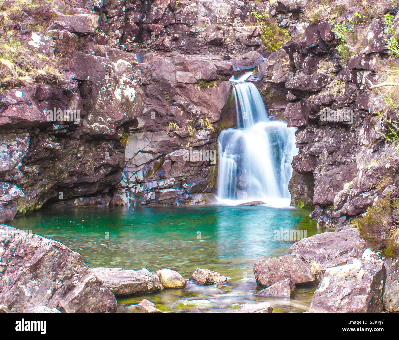 Cascades in a rocky landscape- Isle of Skye, Scotland - Smartphone Captured Stock Image