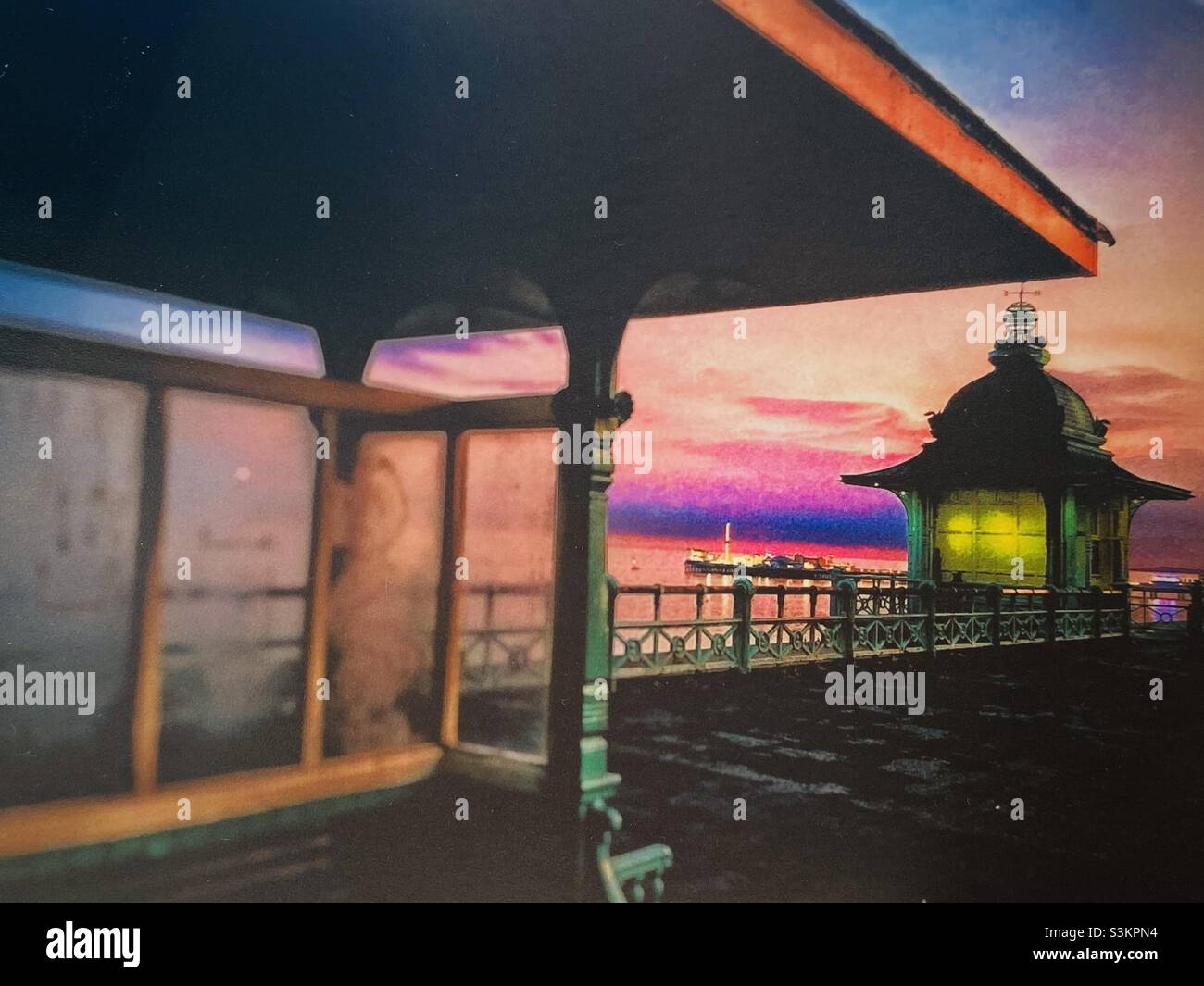 Brighton seafront at dusk. - Smartphone Captured Stock Image