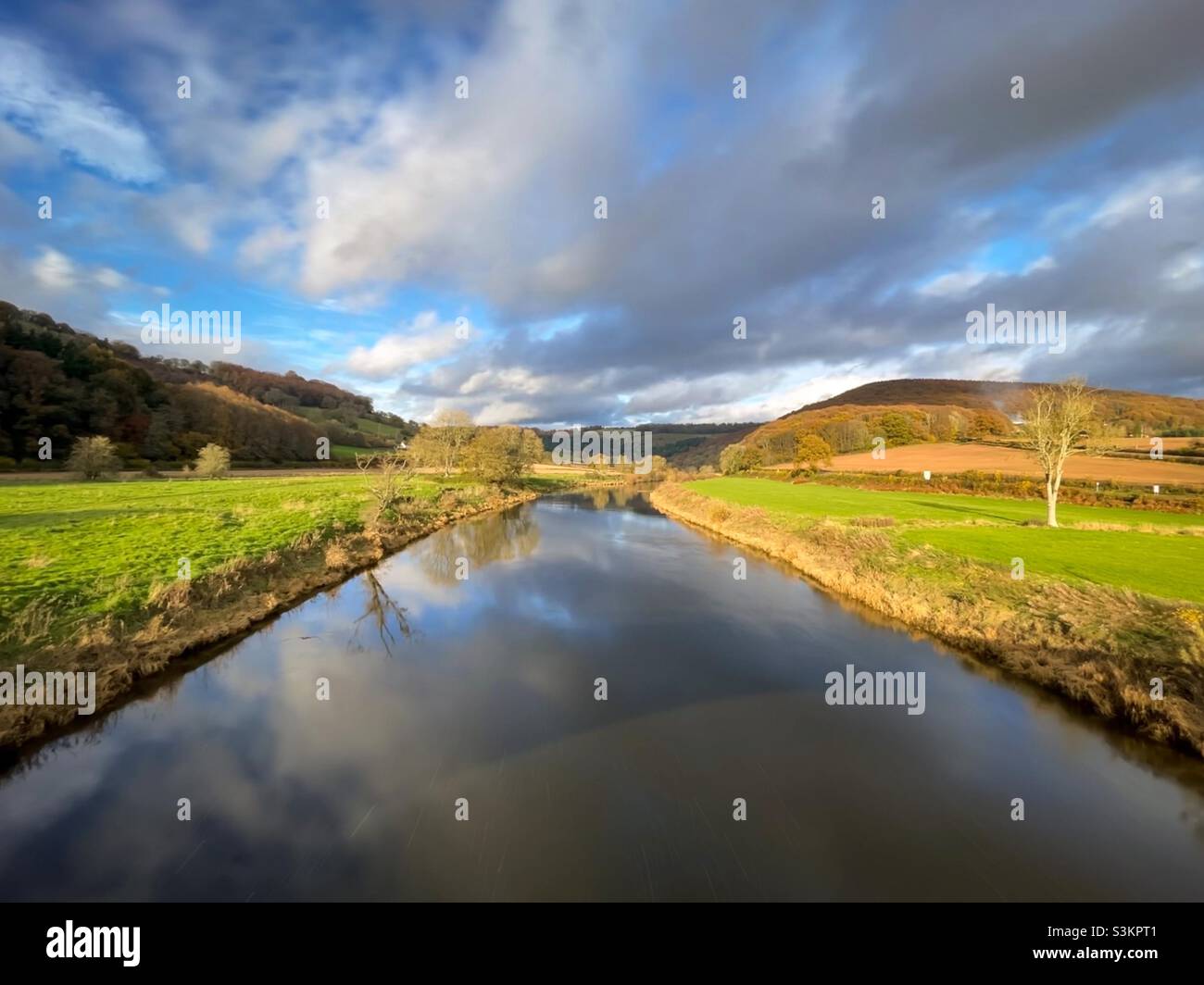 River Wye in autumn light. - Smartphone Captured Stock Image River Wye in autumn light. - Smartphone Captured Stock Image