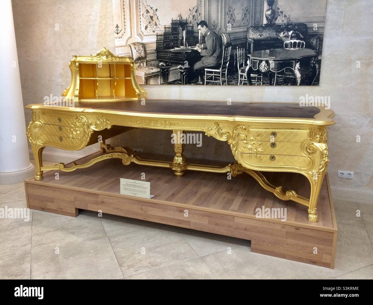 Writing desk of Prince Ferdinand I, a wedding present by the German Chancellor Otto Von Bismark in late 18th century. Sofia History Museum, Sofia, Bulgaria. - Smartphone Captured Stock Image