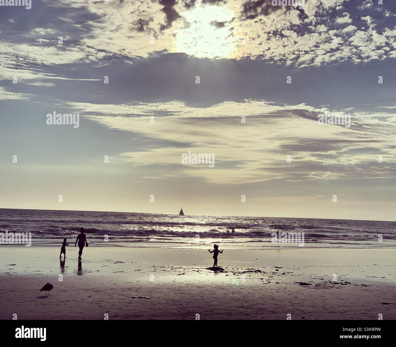 Oceanside City Beach, Oceanside, San Diego County, California, United States, North America - Smartphone Captured Stock Image