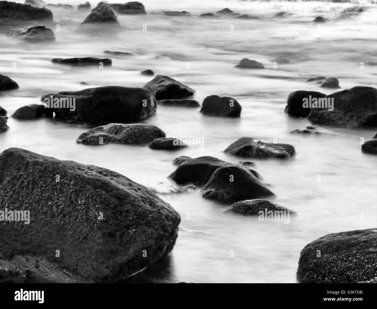 Long exposure black and white seaside - Smartphone Captured Stock Image