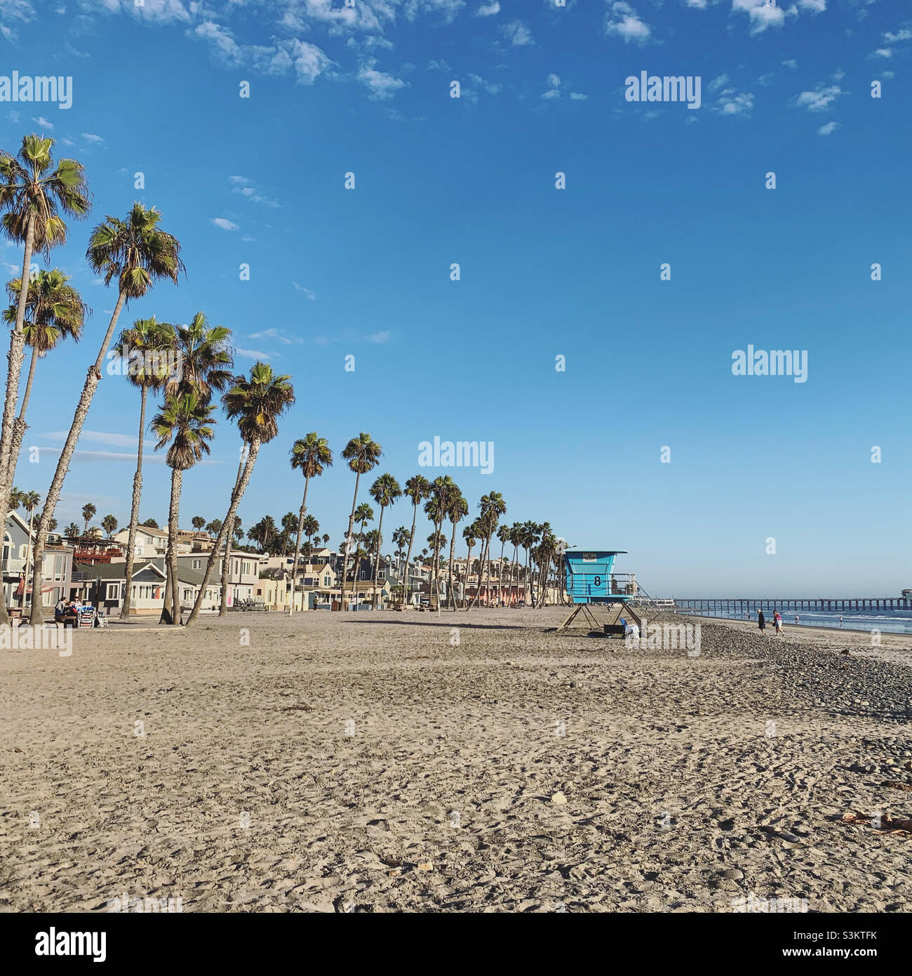 September, 2021, Oceanside City Beach, Oceanside, San Diego County, California, United States, North America - Smartphone Captured Stock Image