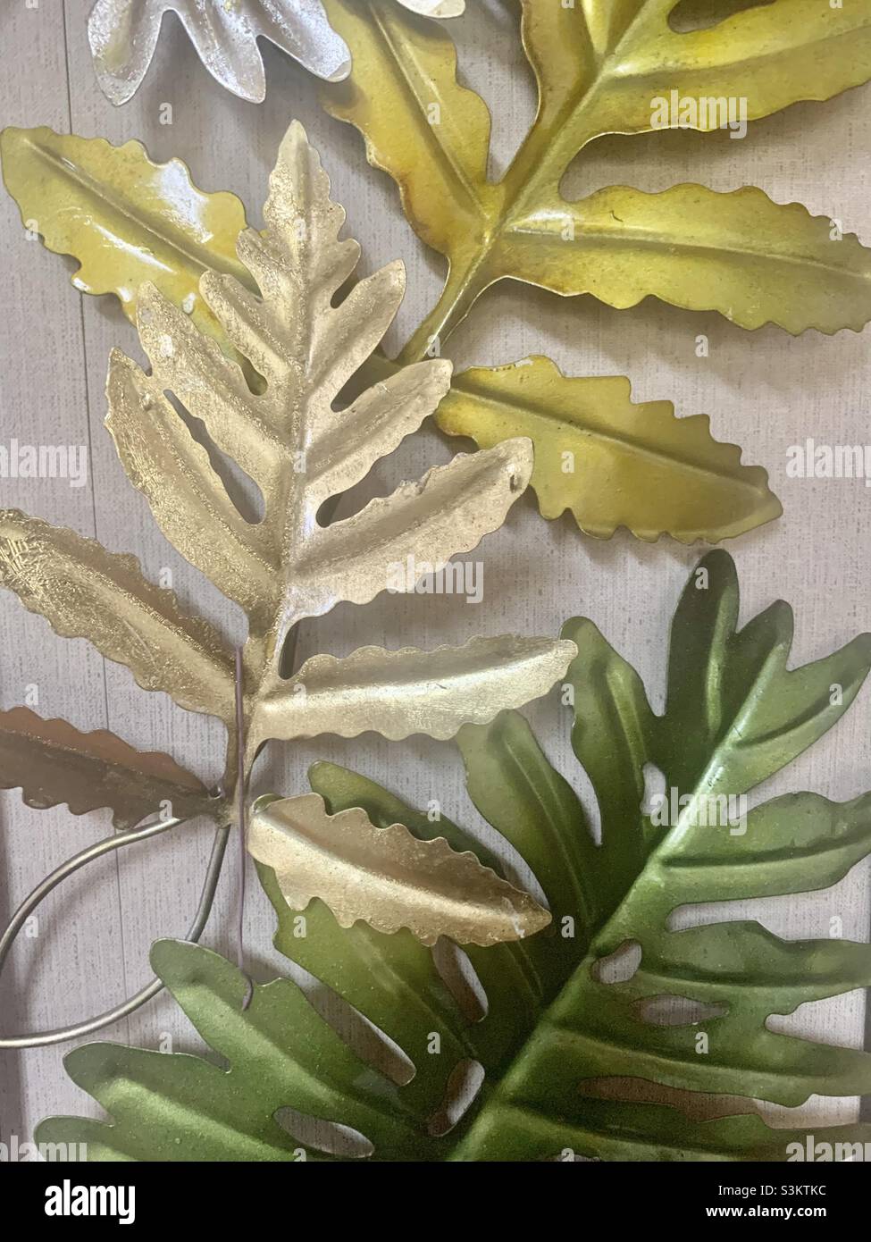 Artsy colored metal leaves! Stock Photo