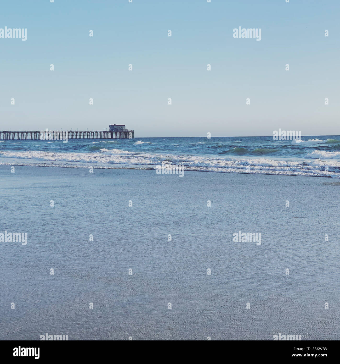 September, 2021, Oceanside City Beach, Oceanside, San Diego County, California,United States, North America - Smartphone Captured Stock Image