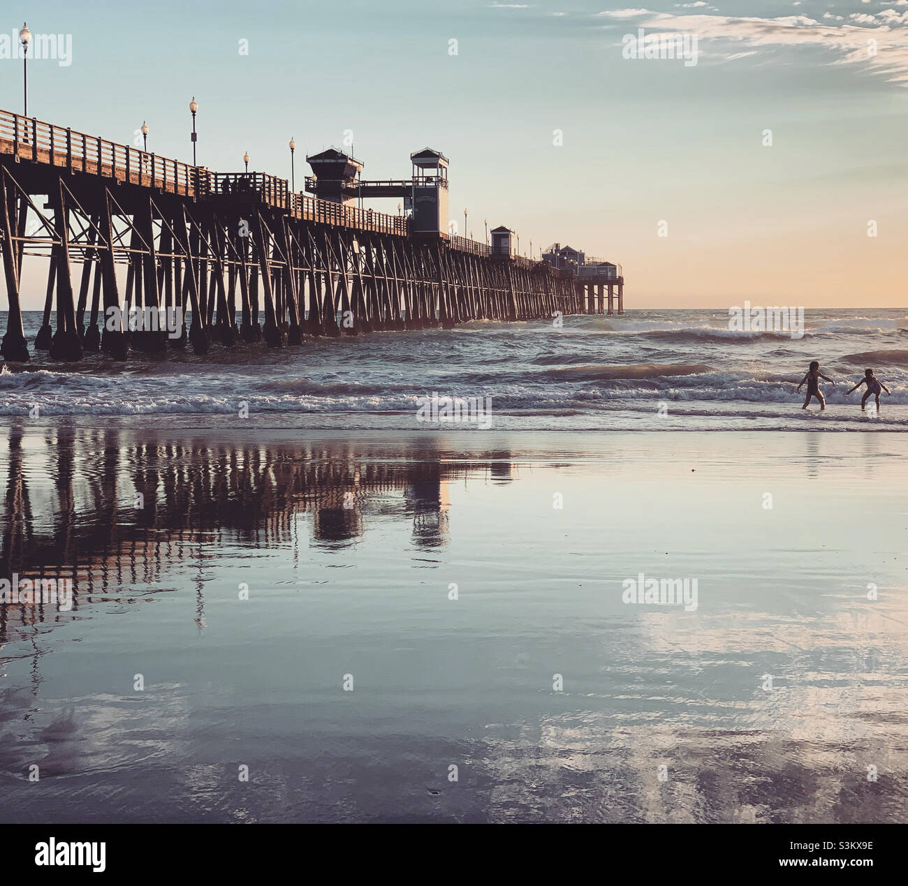 September, 2021, Oceanside Pier, Oceanside, San Diego County, California, United States, North America - Smartphone Captured Stock Image