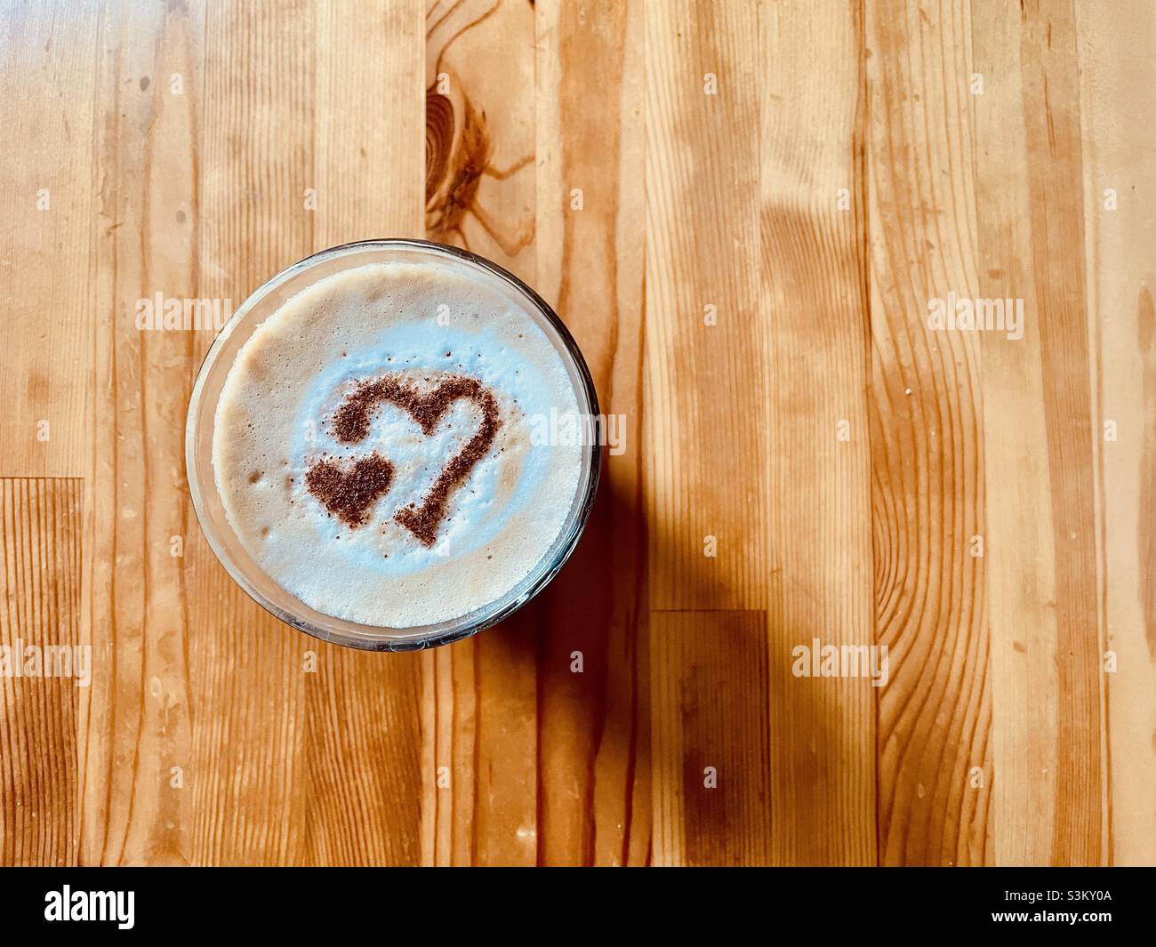 Top view of a magical latte art - Smartphone Captured Stock Image