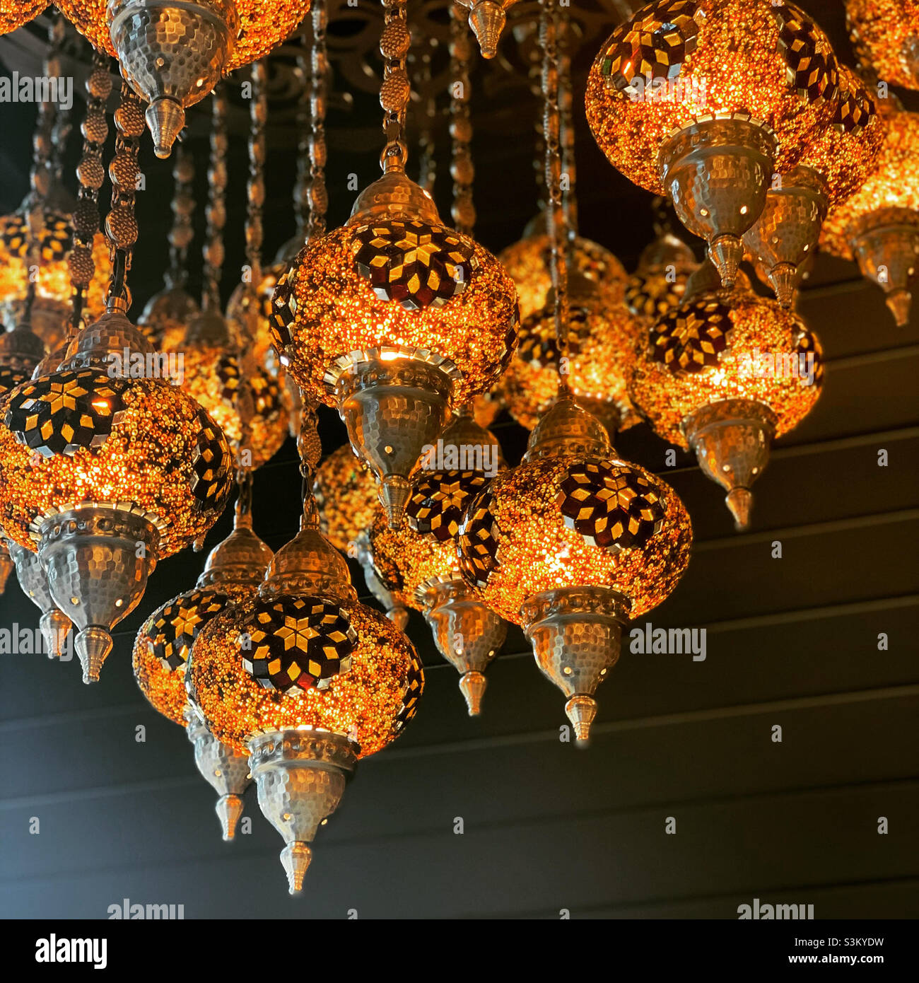 Detail, Chandelier, Lokum Turkish Delight and Baklava, San Luis Obispo, San Luis Obispo County, California, United States, North America - Smartphone Captured Stock Image