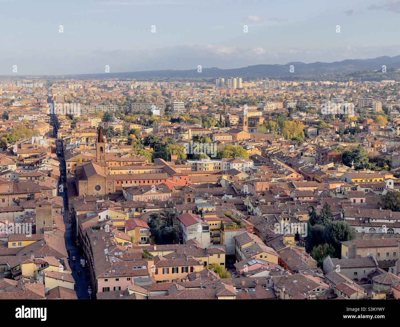 Panoramic view of Bologna from the Asinelli Tower - Smartphone Captured Stock Image