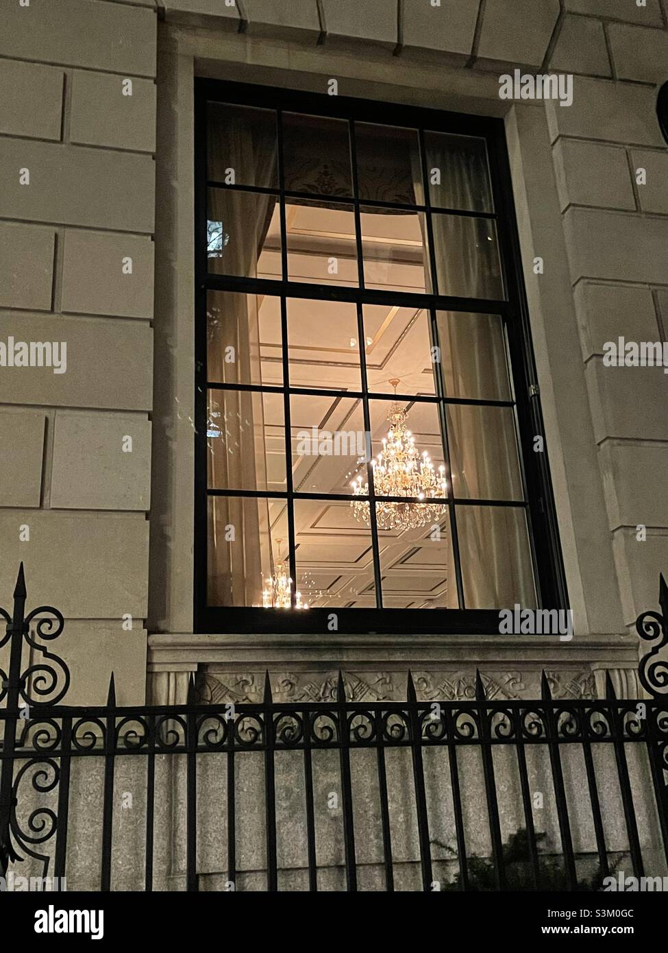 Looking up into the beautiful interior of the union league club in New York City - Smartphone Captured Stock Image