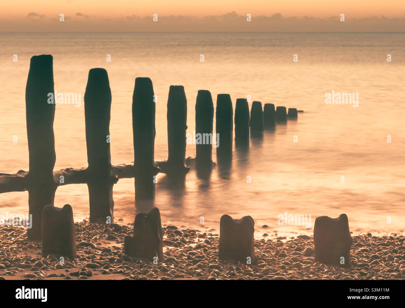 Around dawn over the English Channel at Winchelsea Beach - Smartphone Captured Stock Image