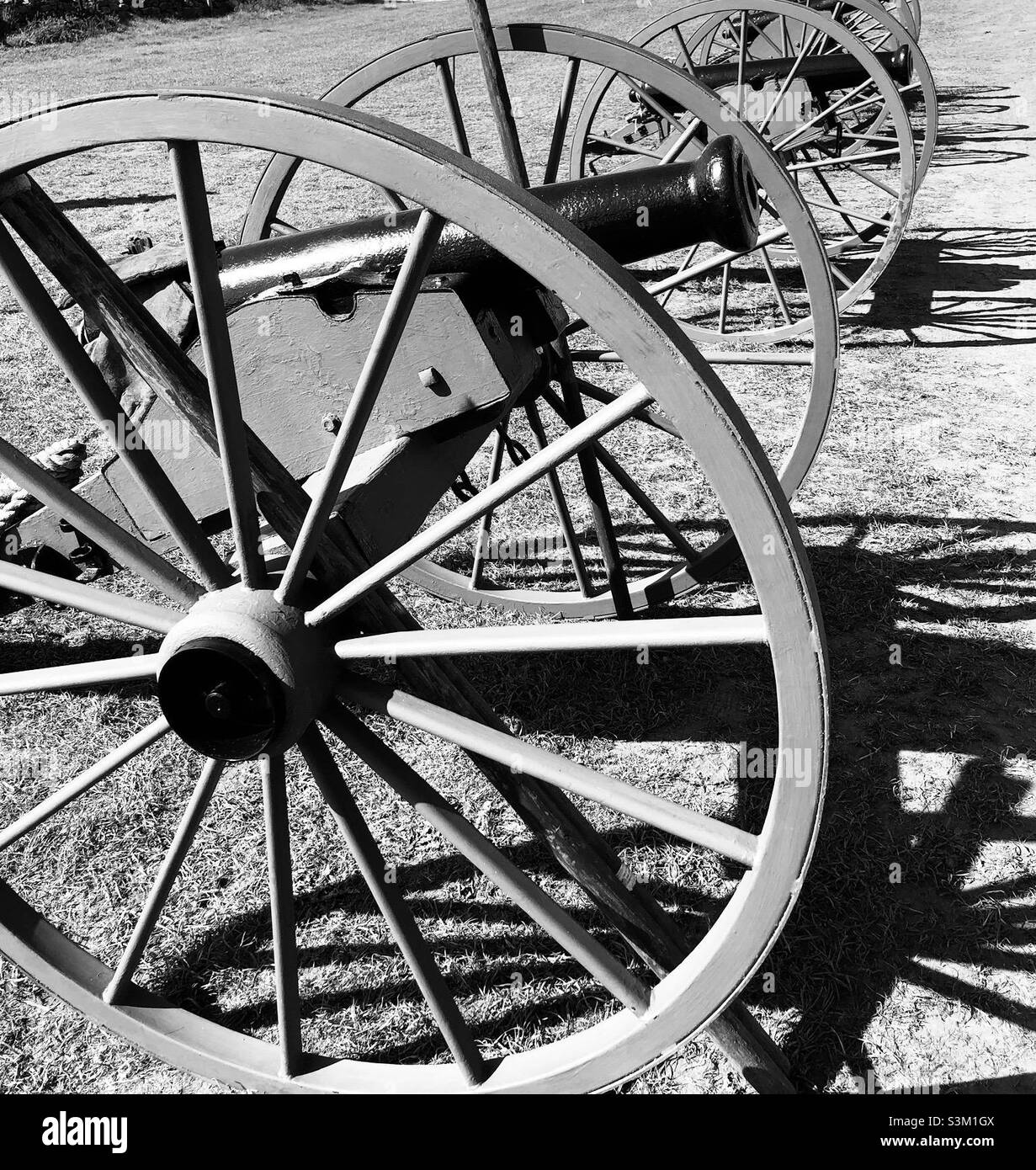 Wheels on replica cannon - Smartphone Captured Stock Image