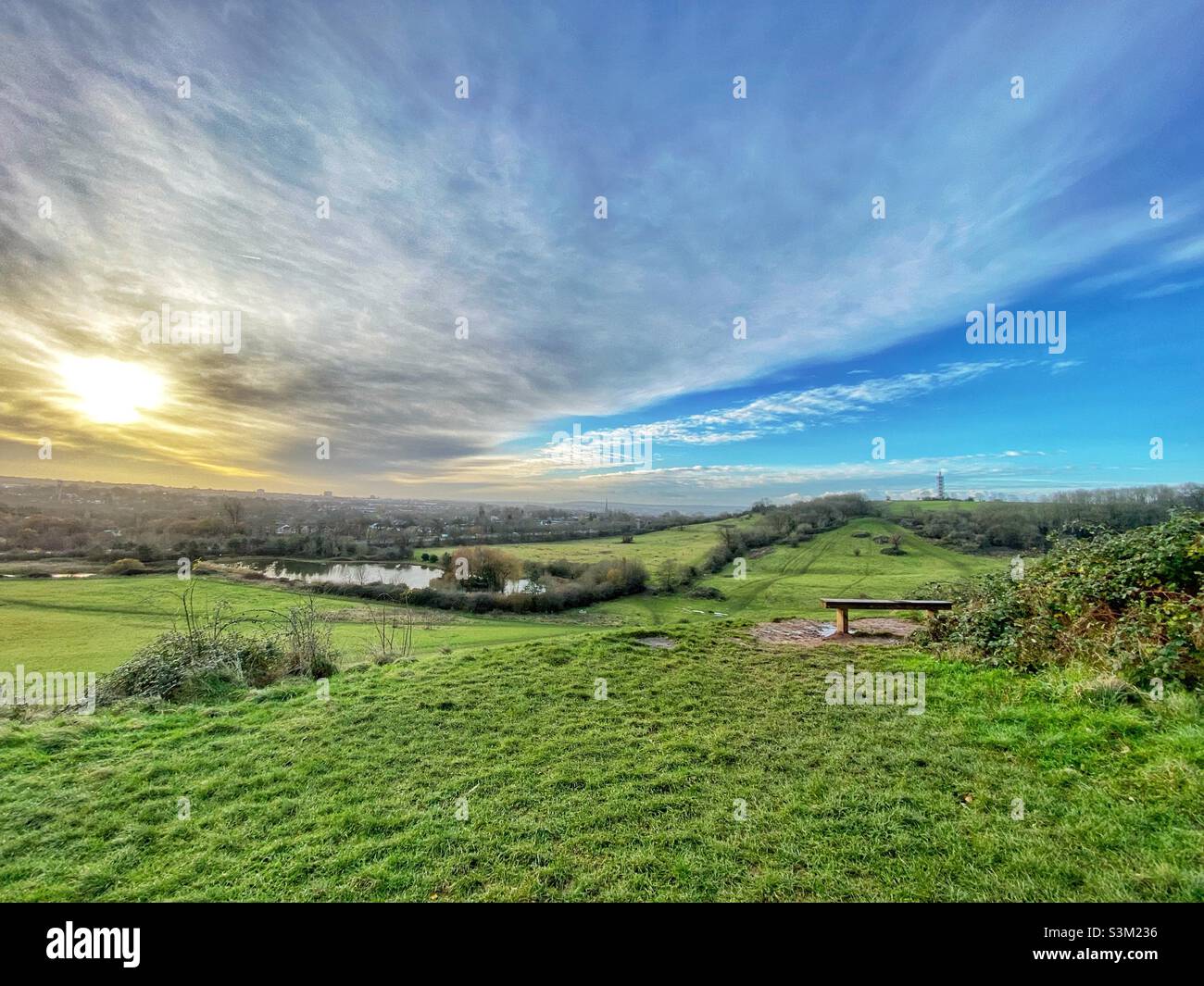View across to Eastville from Stoke Park Estate from a hill - Smartphone Captured Stock Image