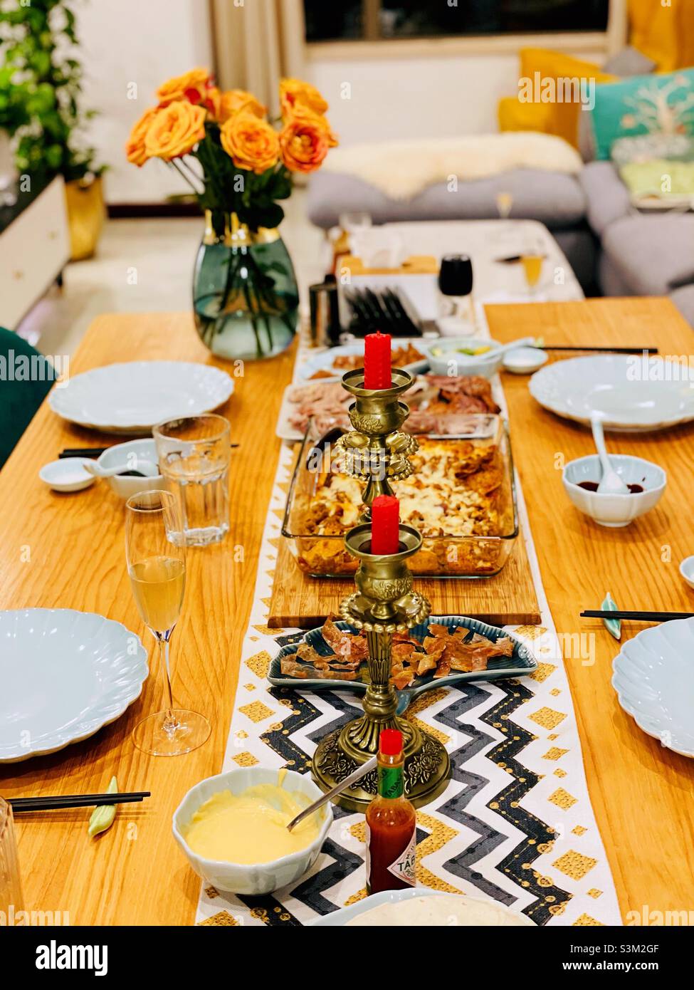 Party dining set - Smartphone Captured Stock Image