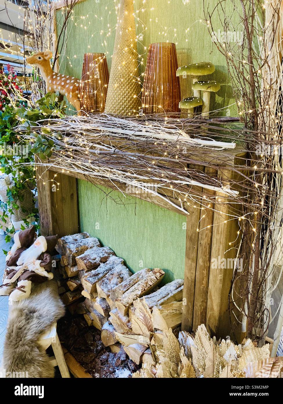 Festive fire place - Smartphone Captured Stock Image