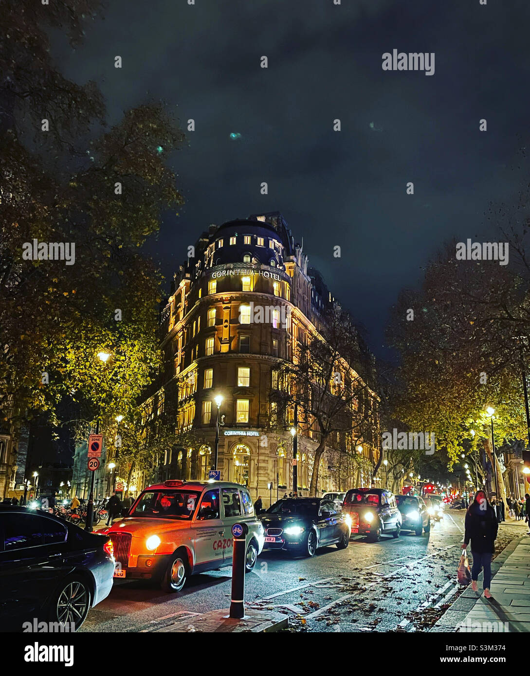 Evening view of the corinthia hotel in london Stock Photo