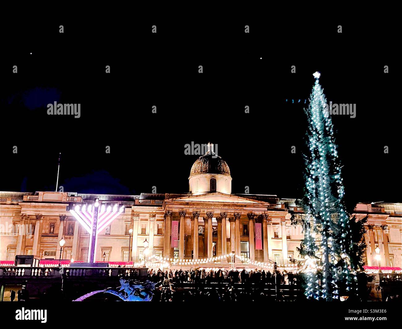 Christmas tree (2021) in Trafalgar Square, London Stock Photo