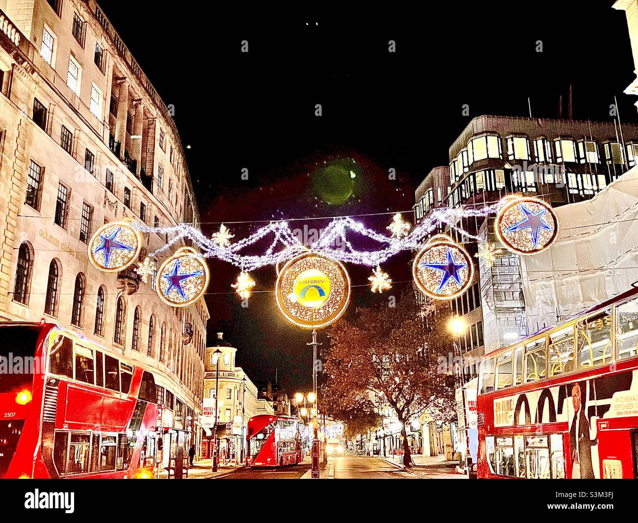 Christmas lights in the Strand, London Stock Photo Alamy
