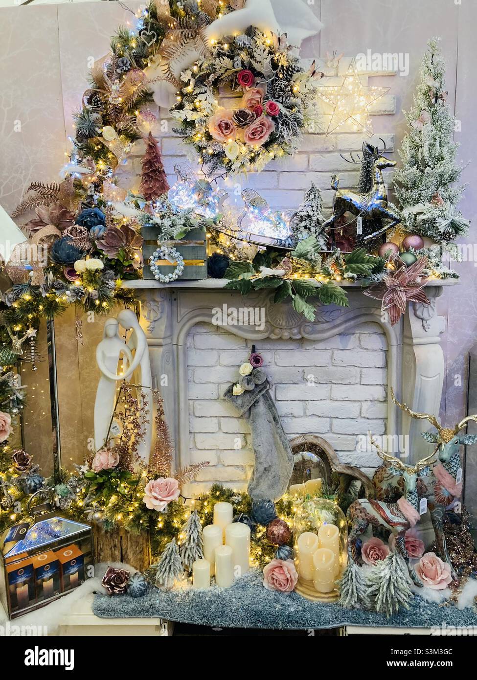 Winter Christmas fireplace - Smartphone Captured Stock Image