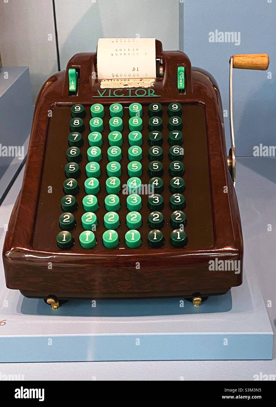 Six-digit adding machine from the 1940s. Stock Photo